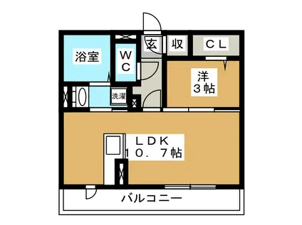 クレール三輪田町(1LDK/3階)の間取り写真