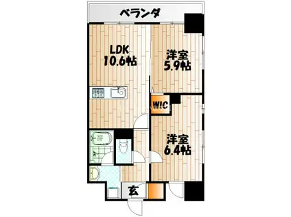 プレジデンス ざ旦過(2LDK/8階)の間取り写真