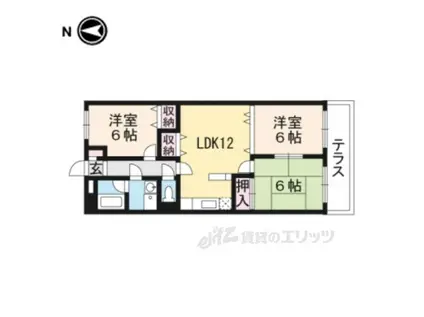 ミュー・マツヤマ(2LDK/3階)の間取り写真