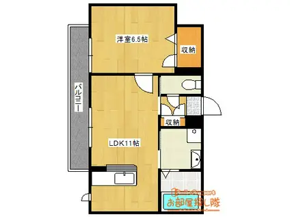 ヴィルヌーブ諏訪野 I(1LDK/3階)の間取り写真