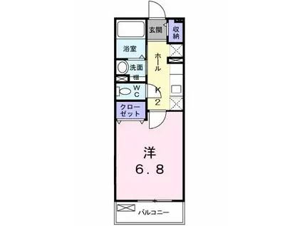 セレーノ東垂水(1K/2階)の間取り写真