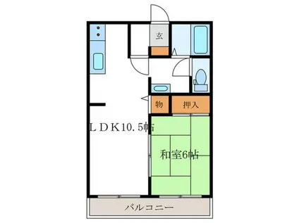 エーデルハイム オカモト(1LDK/1階)の間取り写真