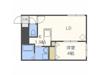 ブリランテ中島公園(1LDK/4階)の間取り写真