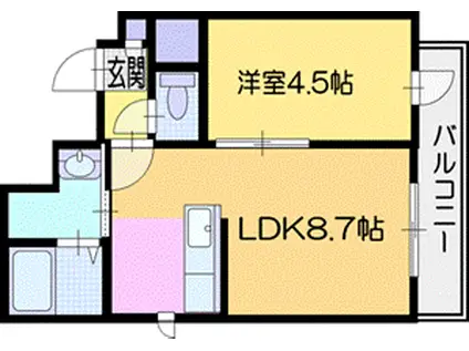 フレンズひばりが丘(1LDK/2階)の間取り写真