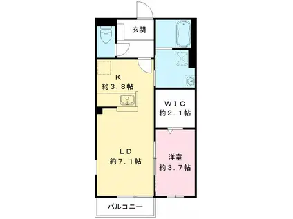 メルベーユコート C(1LDK/2階)の間取り写真