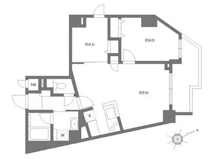 アルティザ自由が丘(2LDK/3階)の間取り写真