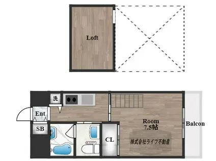 ラカーサ新深江(1K/8階)の間取り写真