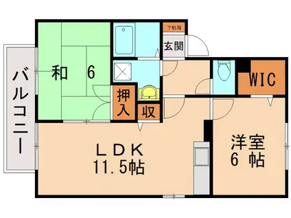 ベイサージュ(2LDK/1階)の間取り写真