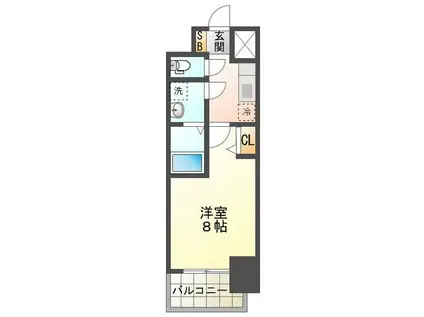 S-RESIDENCE四日市元町(1K/8階)の間取り写真