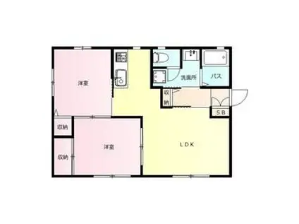 ソレーユ B(2LDK/1階)の間取り写真