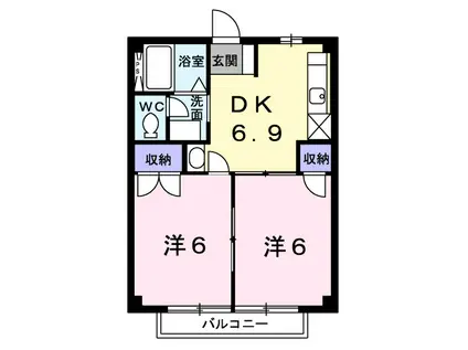 ニューシティ梶B(2DK/1階)の間取り写真