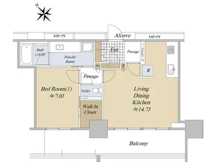 グランドメゾンTHE池下ガーデンタワー(1LDK/10階)の間取り写真