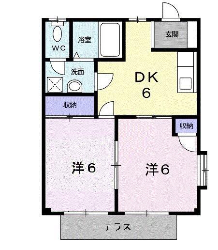 プライムハイツ(2DK/1階)の間取り写真
