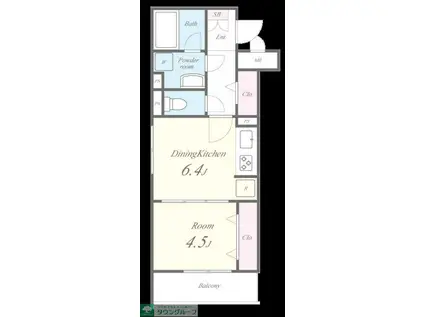 コンフォート(1DK/2階)の間取り写真