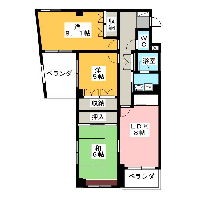 緑隣館東(3LDK/2階)の間取り写真
