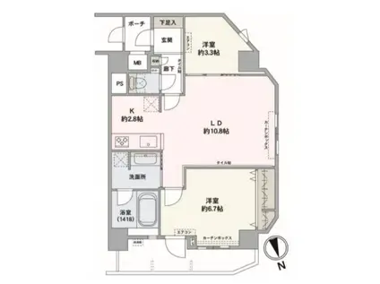 ルピナス麻布シティフォルム(2LDK/8階)の間取り写真