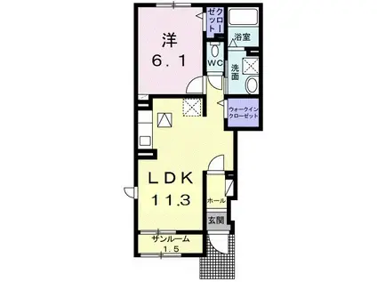 SKY HOPE A(1LDK/1階)の間取り写真