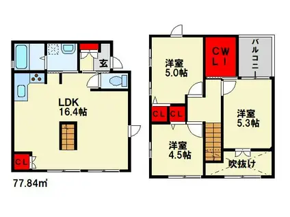 ポラリス E棟(3LDK/1階)の間取り写真