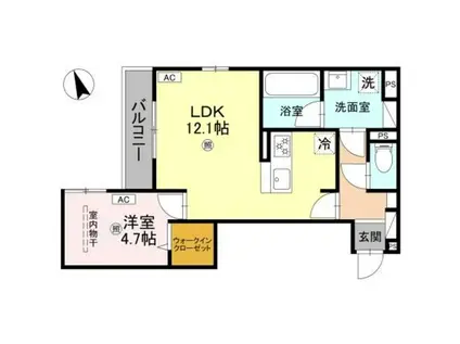 トリシア千躰(1LDK/2階)の間取り写真