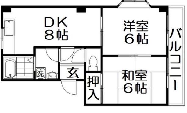 ラルゴ若江(2DK/3階)の間取り写真