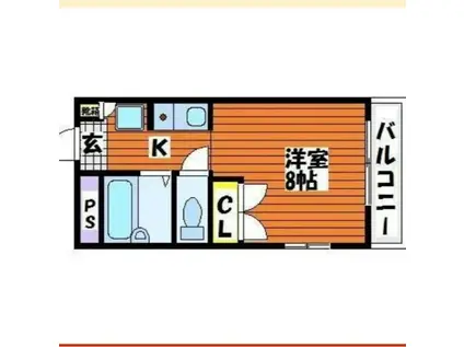 かずみね(1K/2階)の間取り写真