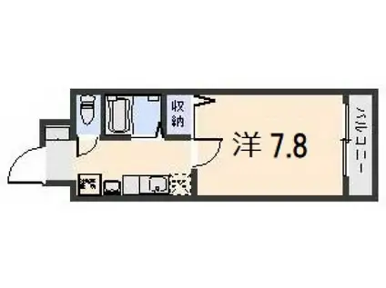 エスタシオン・デ・山科(1K/2階)の間取り写真