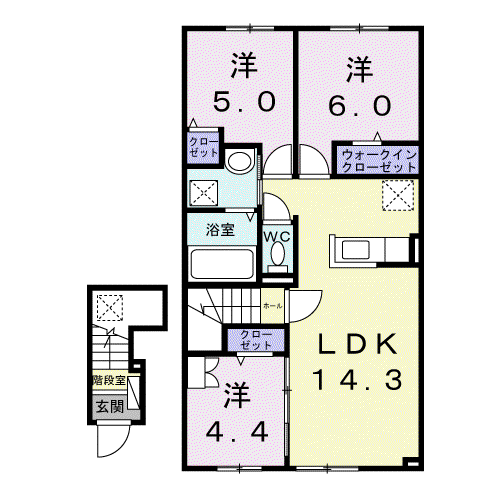 ひまわりV(3LDK/2階)の間取り写真