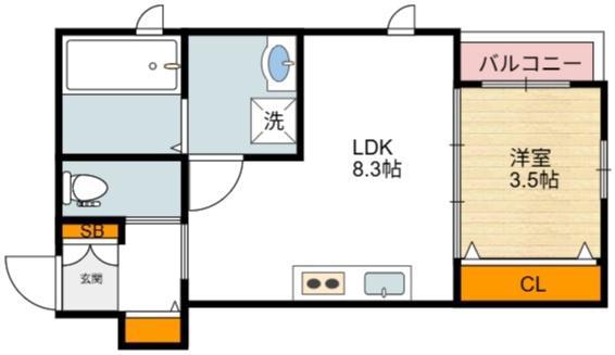 岩伸リバーコート住吉(1LDK/1階)の間取り写真