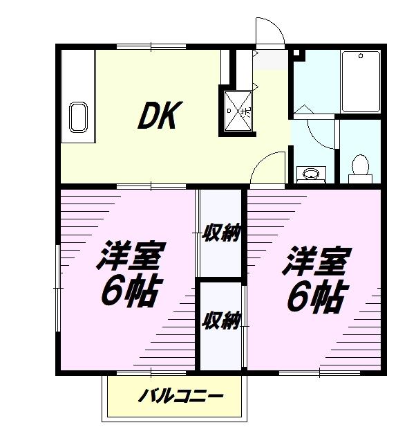 エステートピアエイト(2DK/2階)の間取り写真