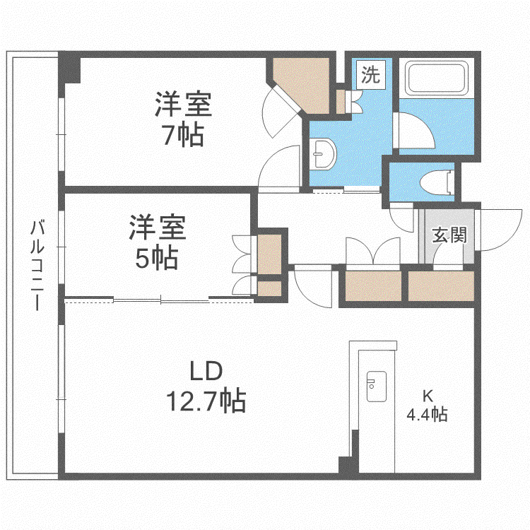 レジディア北2条イースト(2LDK/11階)の間取り写真