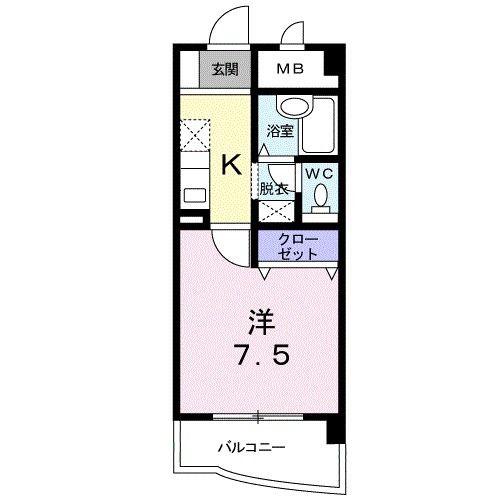 CITYLIFEKAKU(1K/4階)の間取り写真