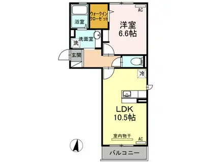 リアングラード(1LDK/3階)の間取り写真