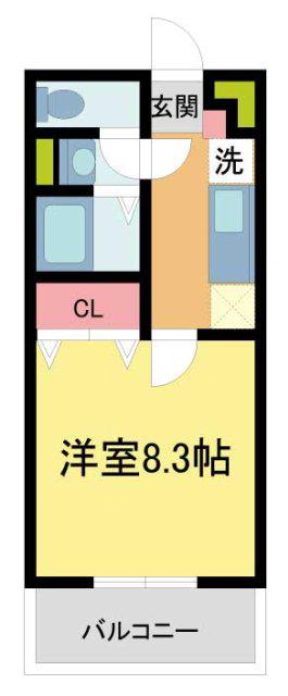 カレン石橋(1K/1階)の間取り写真