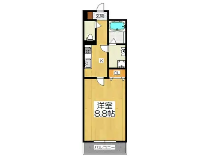 パインフィールド御陵(1K/2階)の間取り写真