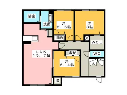カーザ セレニータA(3LDK/1階)の間取り写真