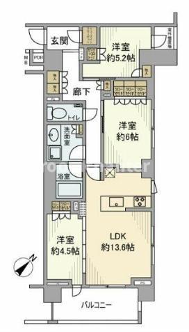 プレミスト横濱反町(3LDK/3階)の間取り写真