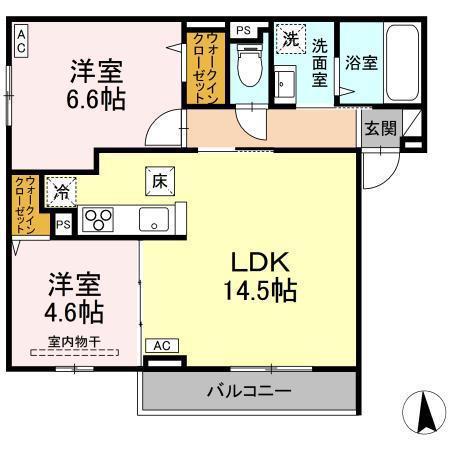 RESUA向中野 A棟(2LDK/2階)の間取り写真
