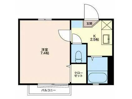 タウンコート中央(1K/1階)の間取り写真