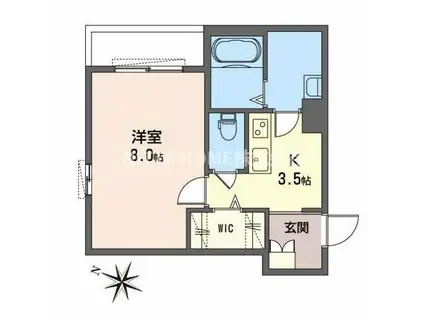 グランドパーパス(1K/1階)の間取り写真