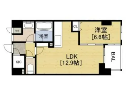 アーデンタワー北堀江(1LDK/4階)の間取り写真