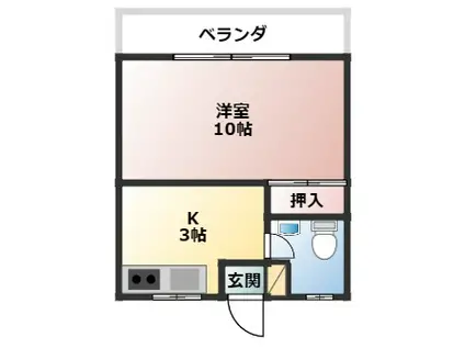 コーポAWA B棟(1K/5階)の間取り写真