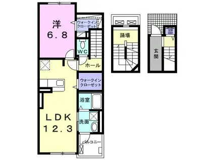アジュール・ココ(1LDK/3階)の間取り写真