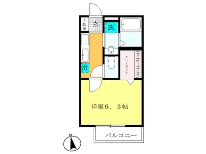 ブランシェIII(1K/1階)の間取り写真