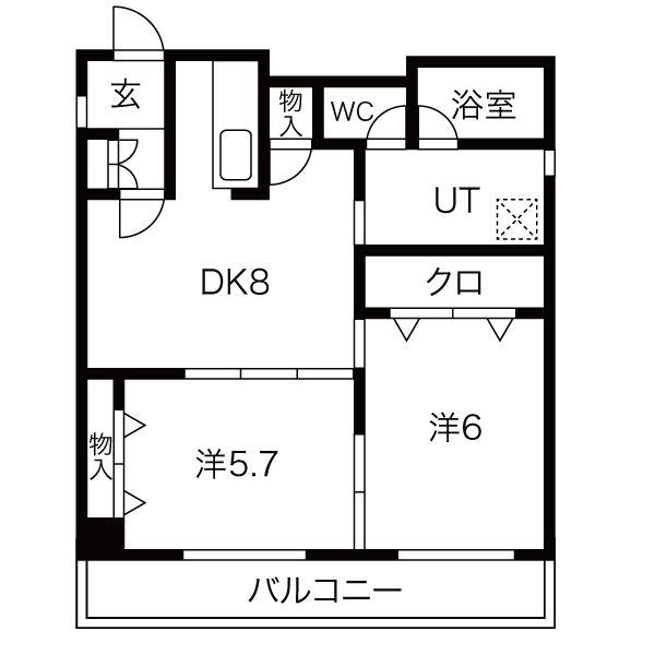 エトワール本町(2DK/3階)の間取り写真