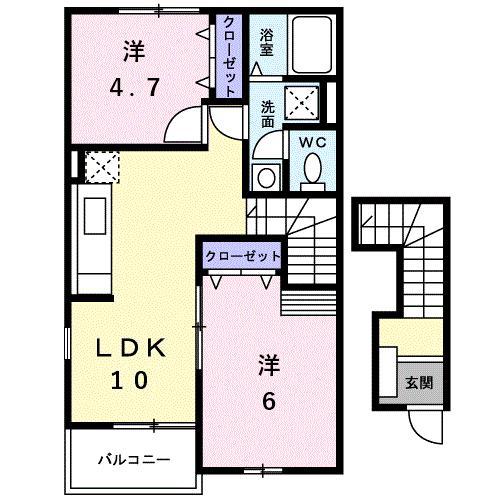 セントポーンズB(2LDK/2階)の間取り写真