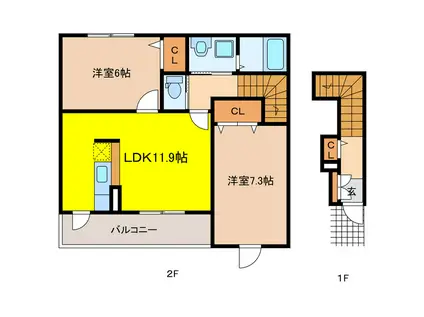 ソフィア(2LDK/2階)の間取り写真