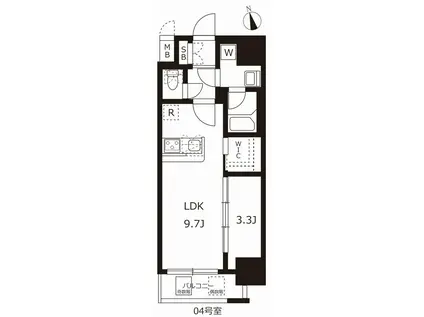 ハーモニーレジデンス名古屋今池(1LDK/6階)の間取り写真