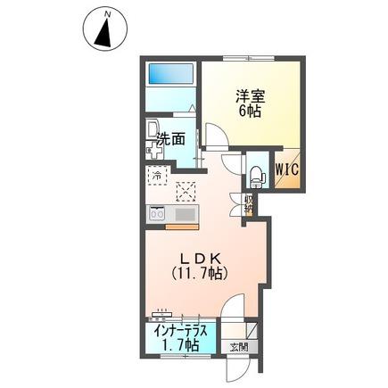 スターテラスII稲岡町(1LDK/1階)の間取り写真