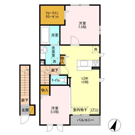 サンハイツ(2LDK/2階)の間取り写真