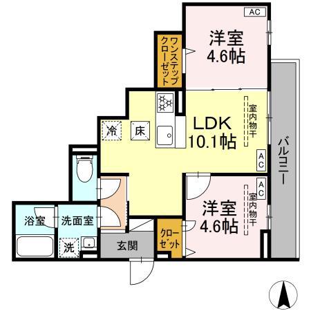 CHARM高倉(2LDK/1階)の間取り写真